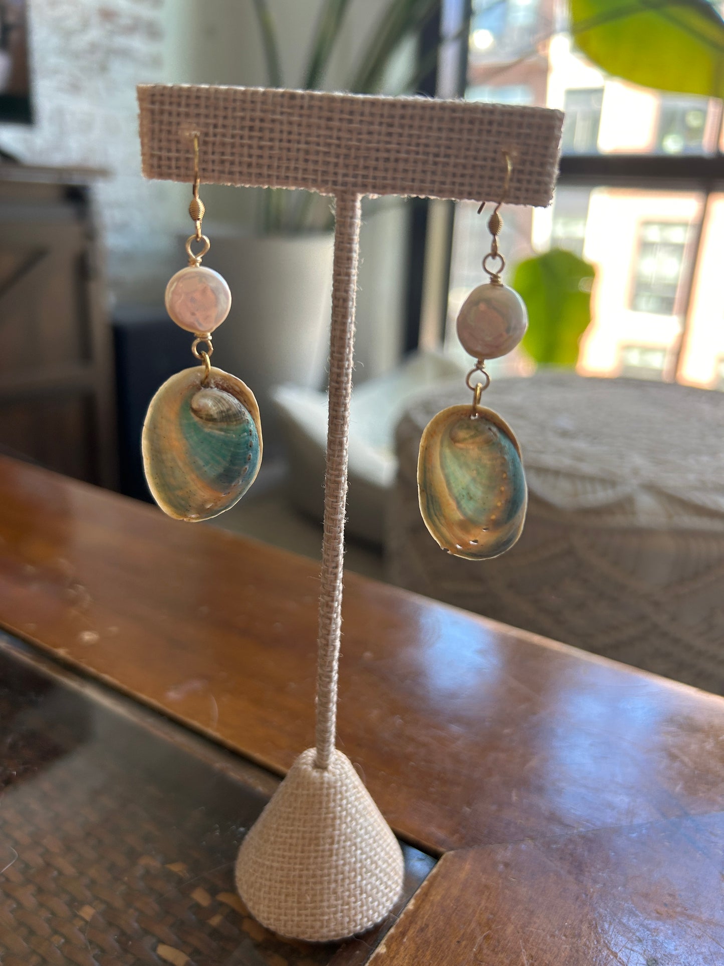 Pāua dangling earrings