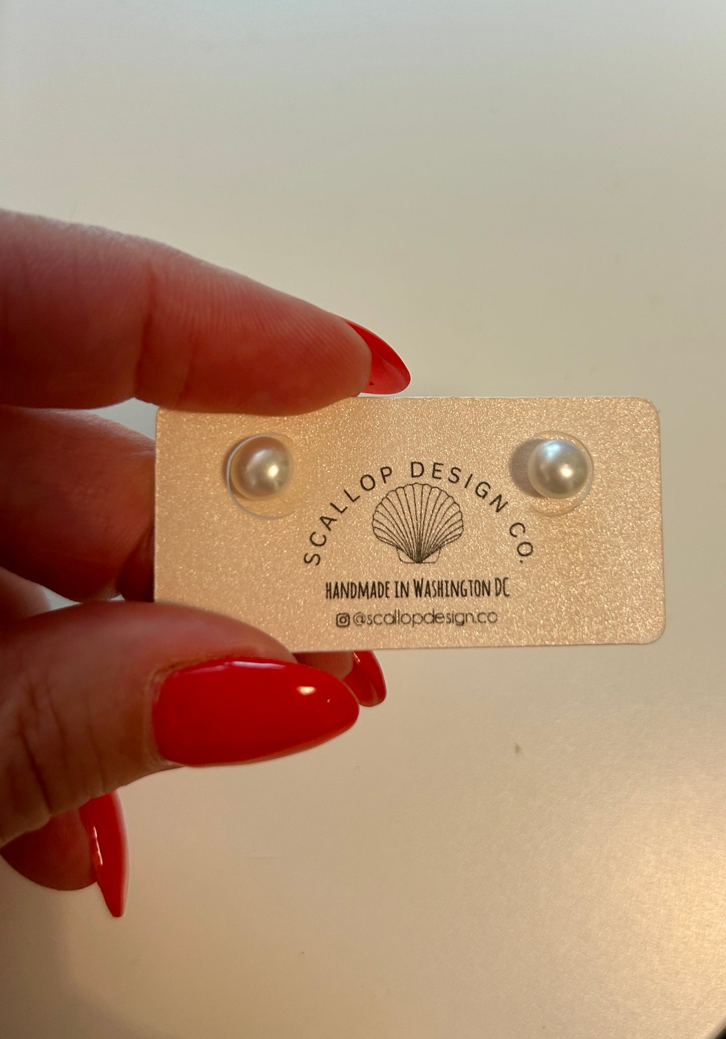 Small white button pearl (Luna) studs - Lunara Collection (Copy)