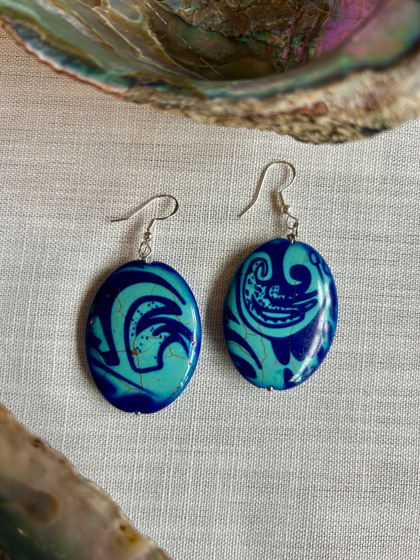 Upcycled Blue Statement Earrings