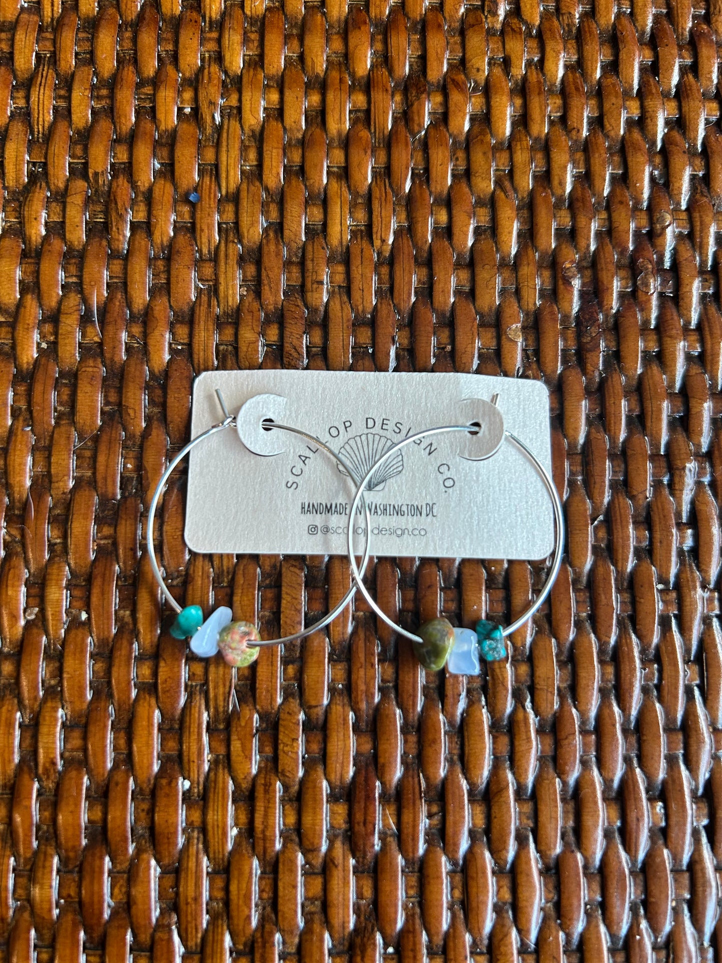 crystal hoops featuring Unakite, Blue Lace Agate, Turquoise