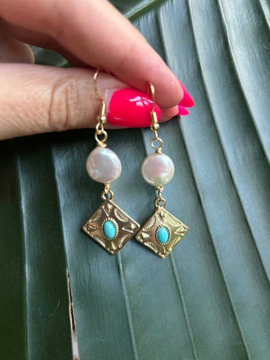 Azure - Gold + Turquoise Dangles