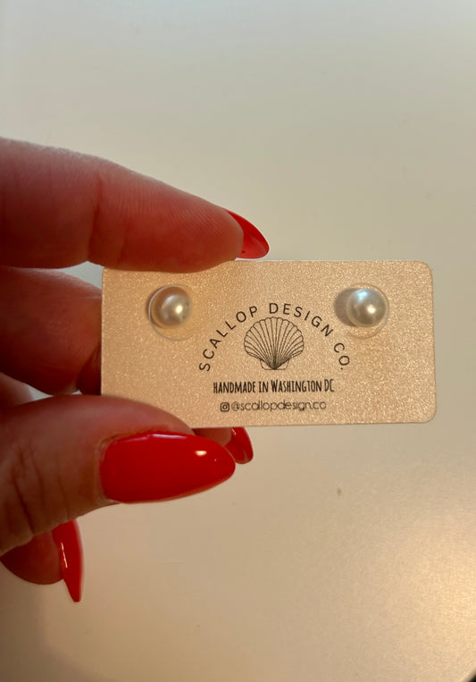 Small white button pearl (Luna) studs - Lunara Collection (Copy)