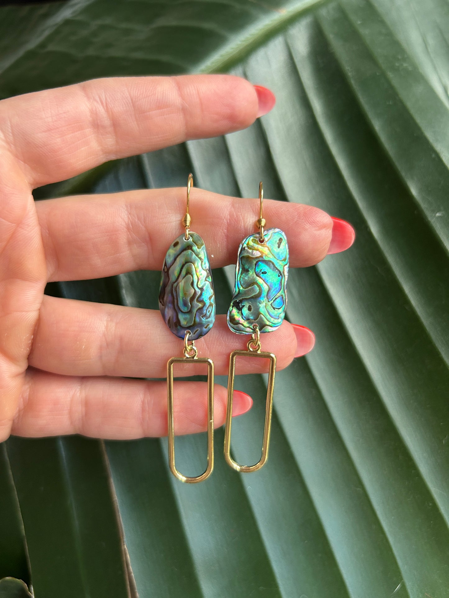 Abalone + Gold Dangling Earrings