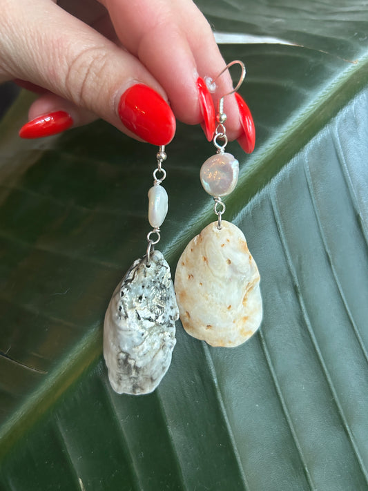 Oyster + Pearl Upcycled Earrings