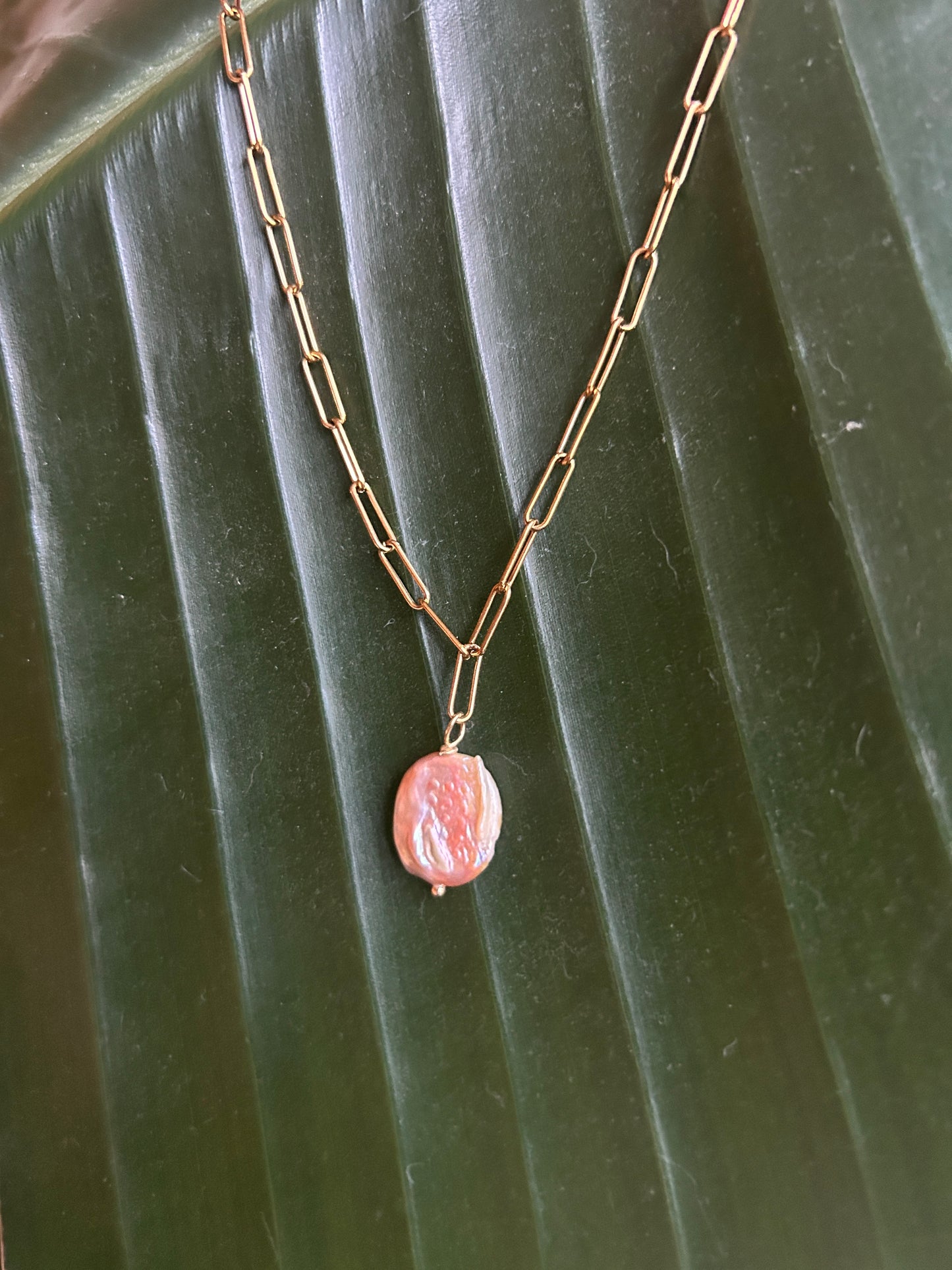 Large Pearl Paperclip Necklace