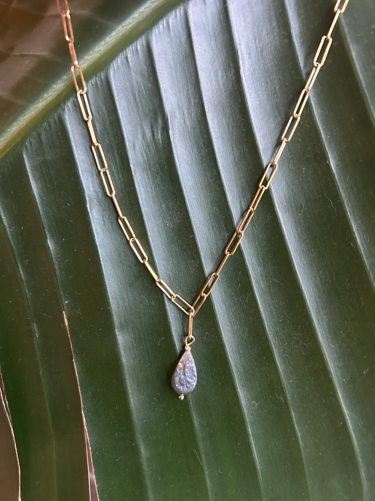 Large Pearl Paperclip Necklace