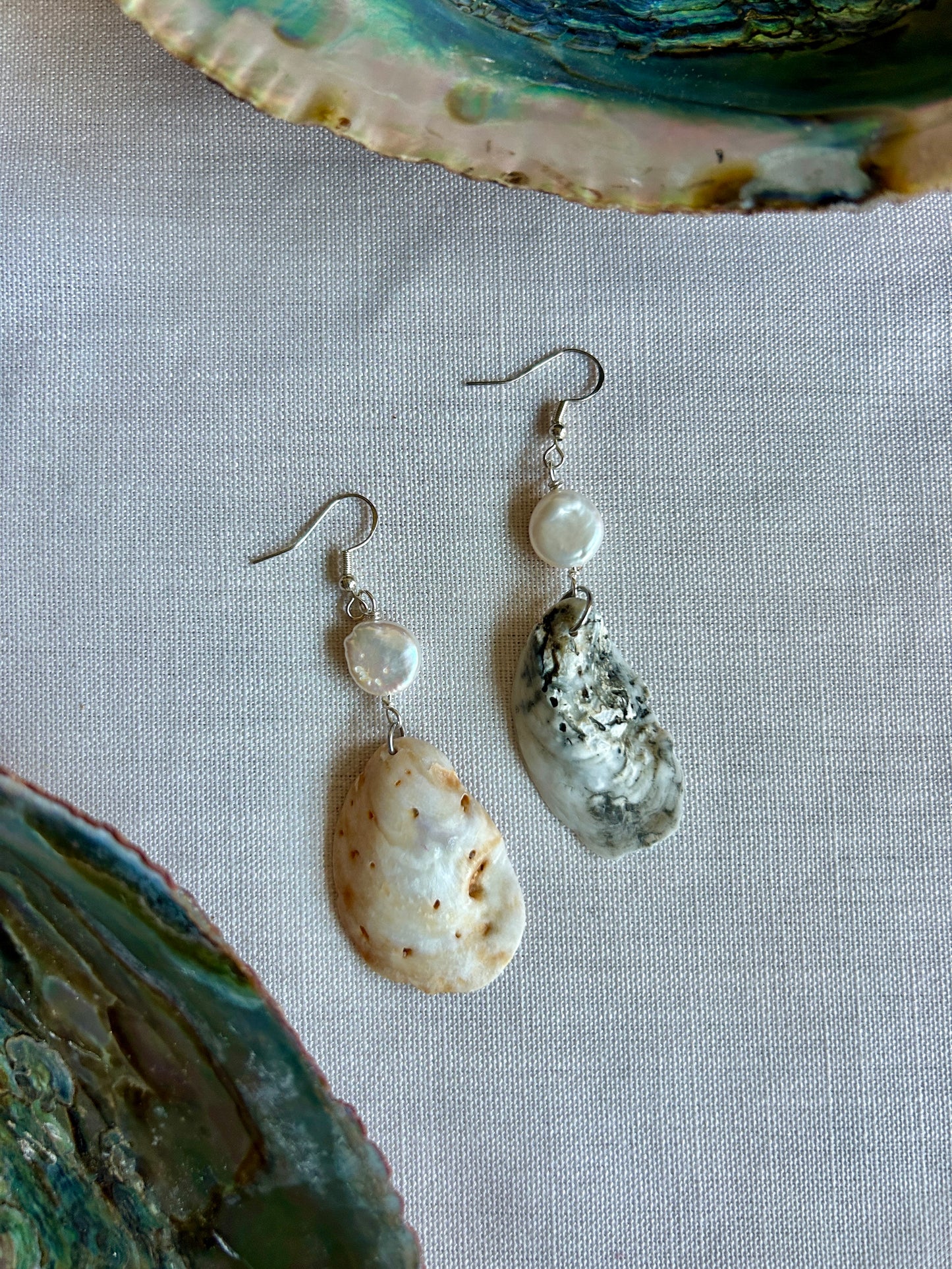 Oyster + Pearl Upcycled Earrings