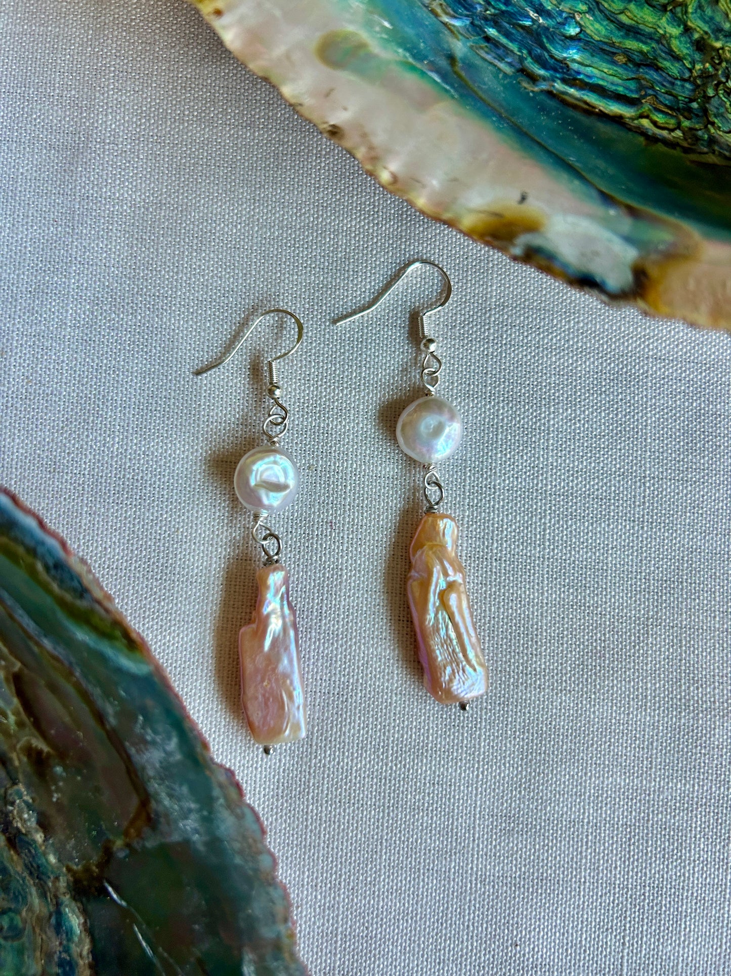 Pink Baroque Biwa Pearls Sterling Silver