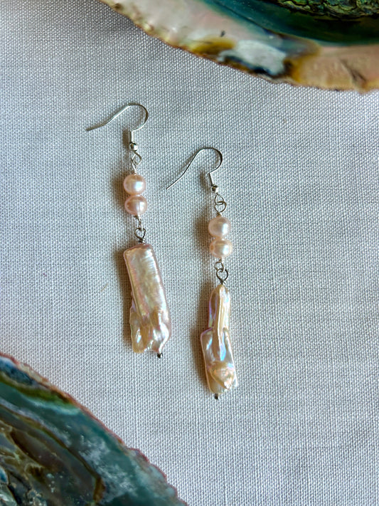Pink Baroque Biwa Pearls Sterling Silver