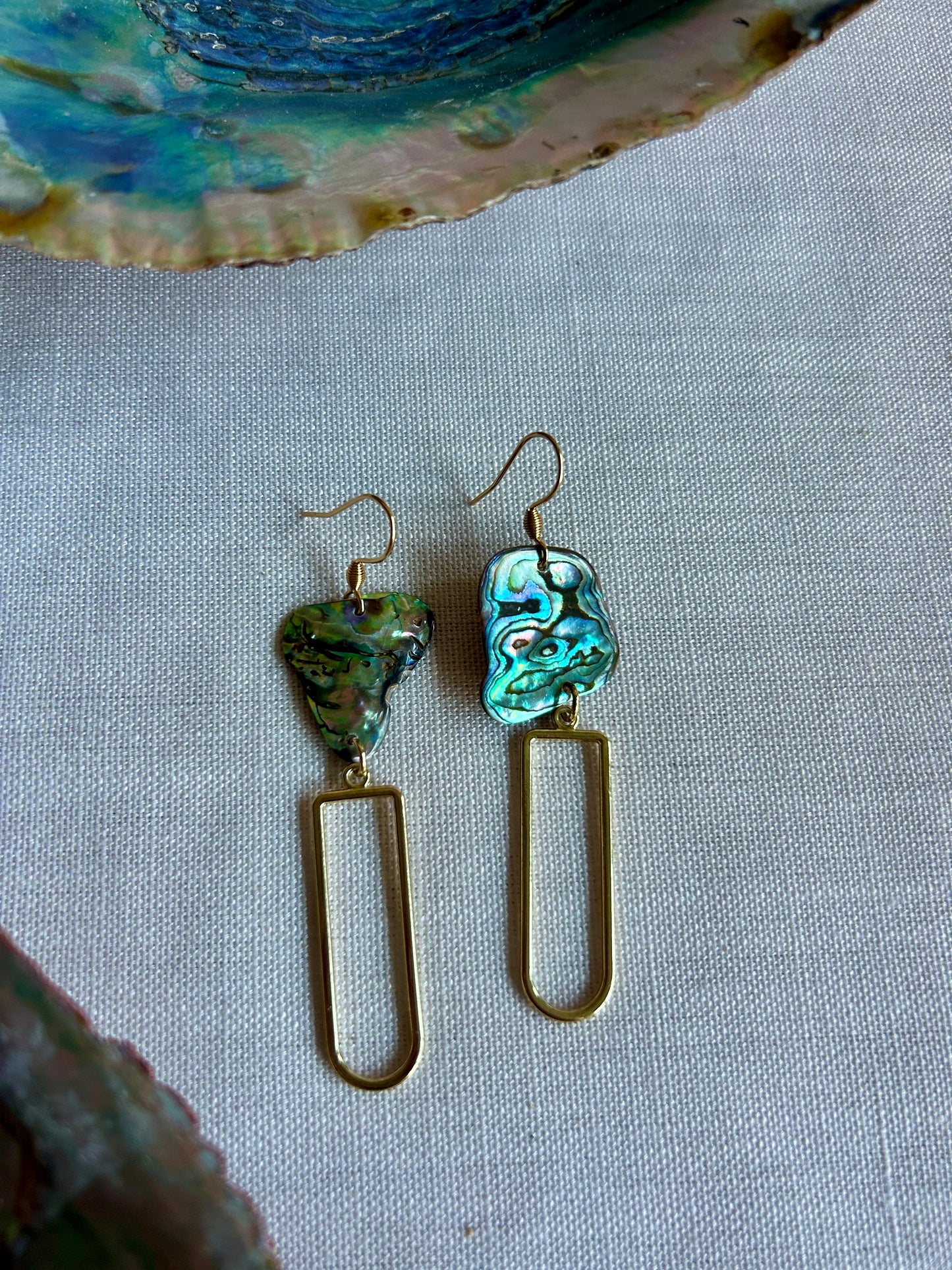 Gold Abalone Statement Earrings