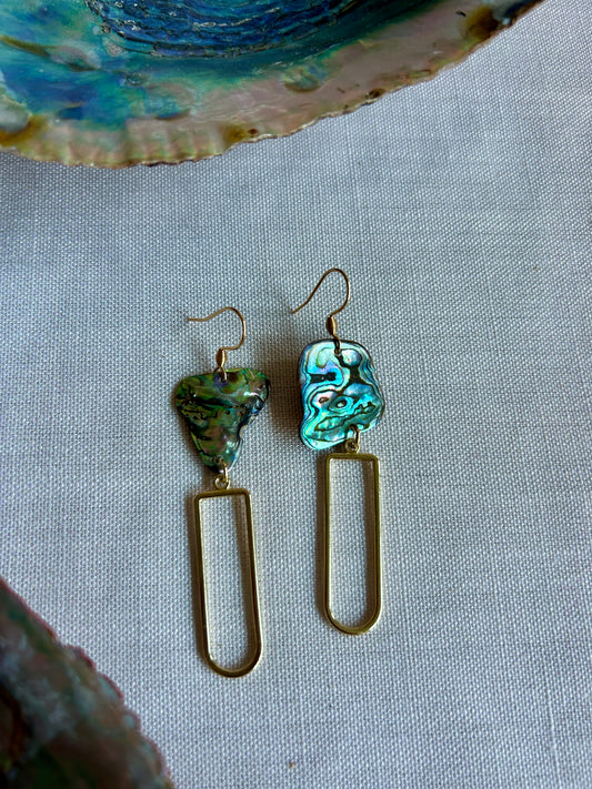 Gold Abalone Statement Earrings