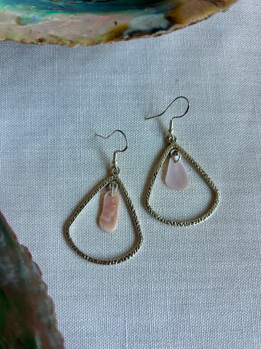 Pink Mussel Sterling Silver Earrings