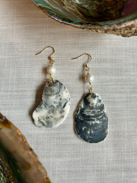 Oyster + Pearl Upcycled Earrings
