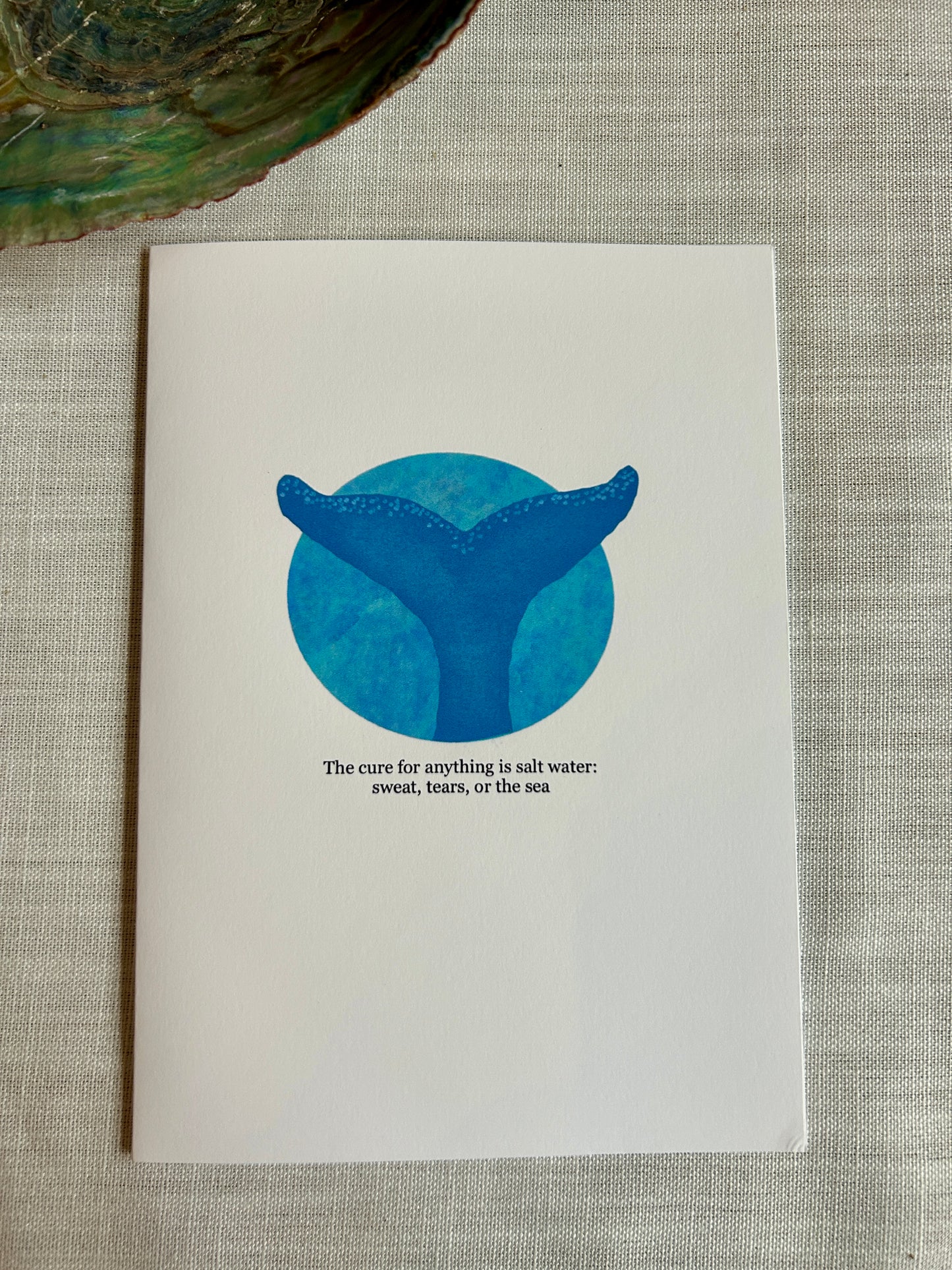 Whale Tail “Salt Water Cure” Coastal Quote Art Card 5x7