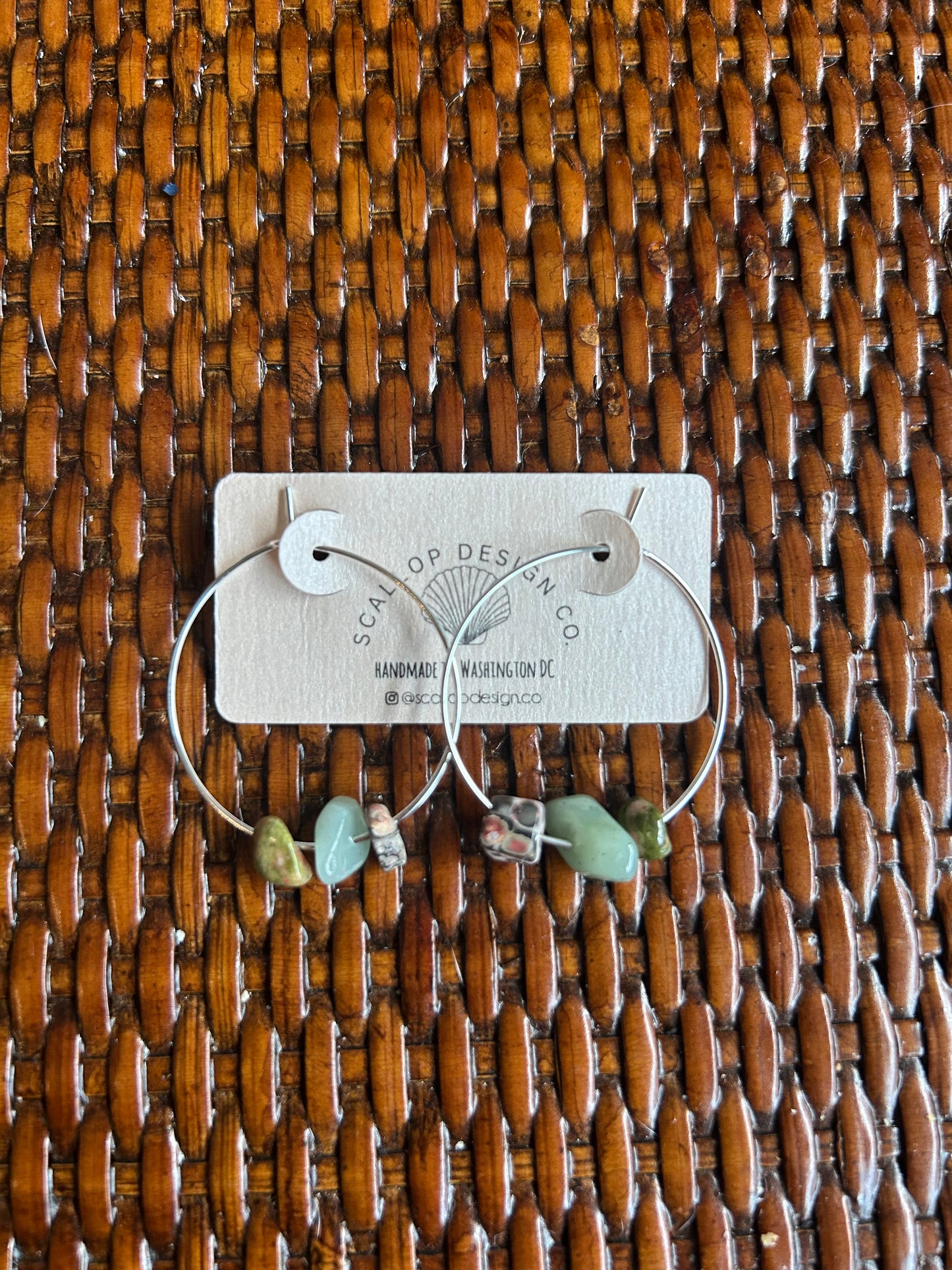 crystal hoops featuring Leopard Jasper, Aventurine, Unakite