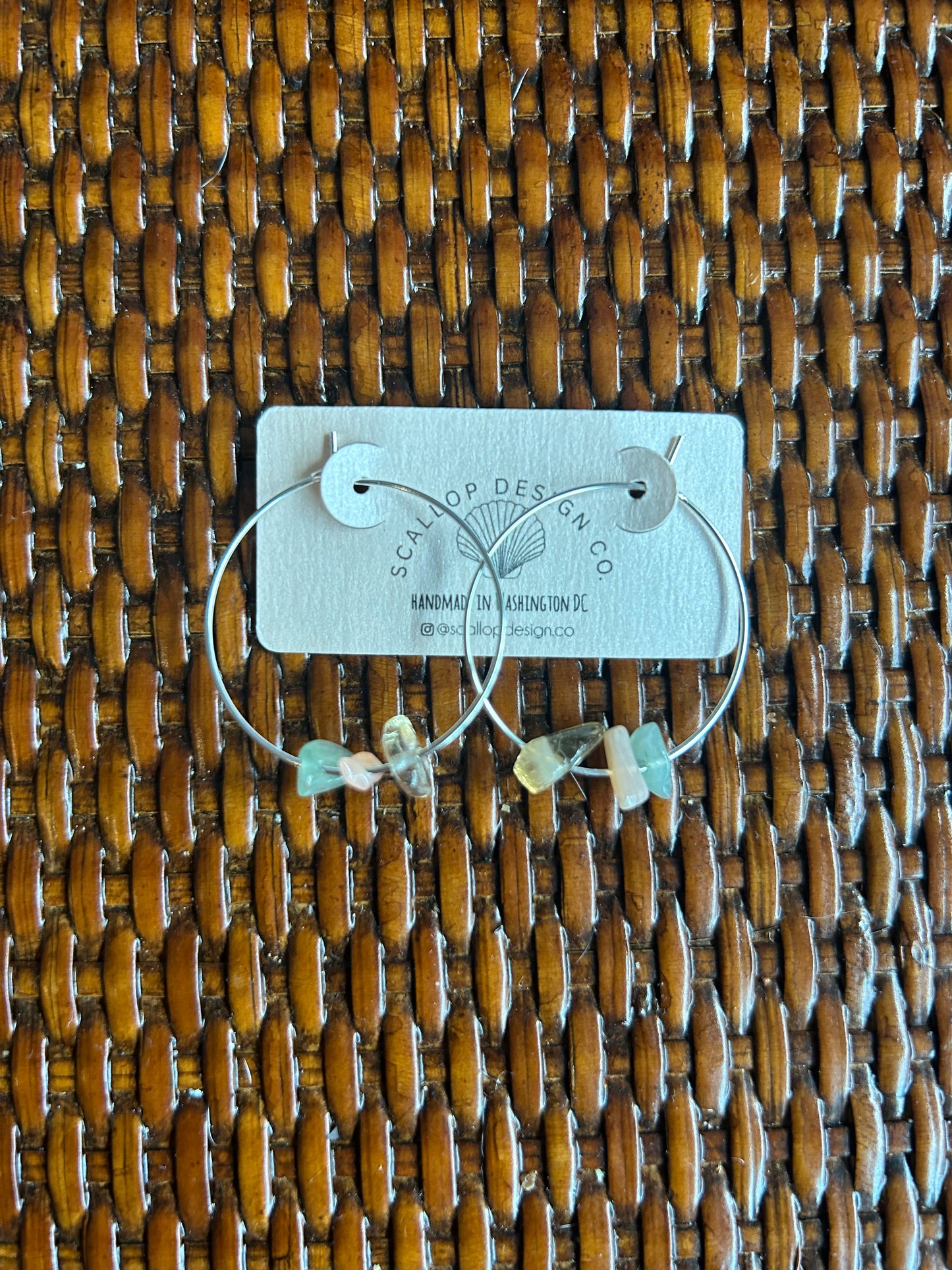 crystal hoops featuring Citrine, Aventurine, Moonstone